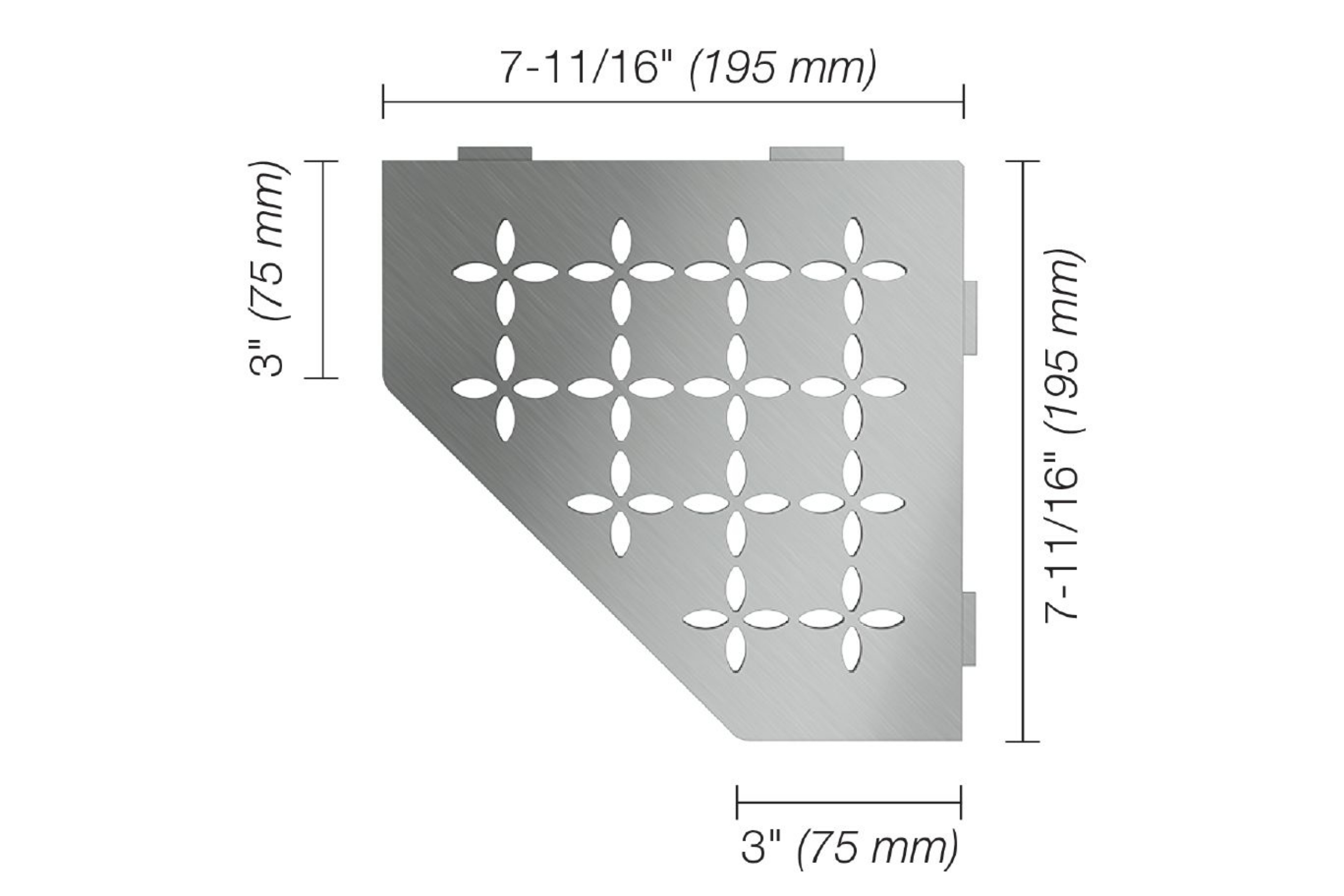 Schluter Shelf Pentagone Coin Floral Inox Brossé SES2D5EB