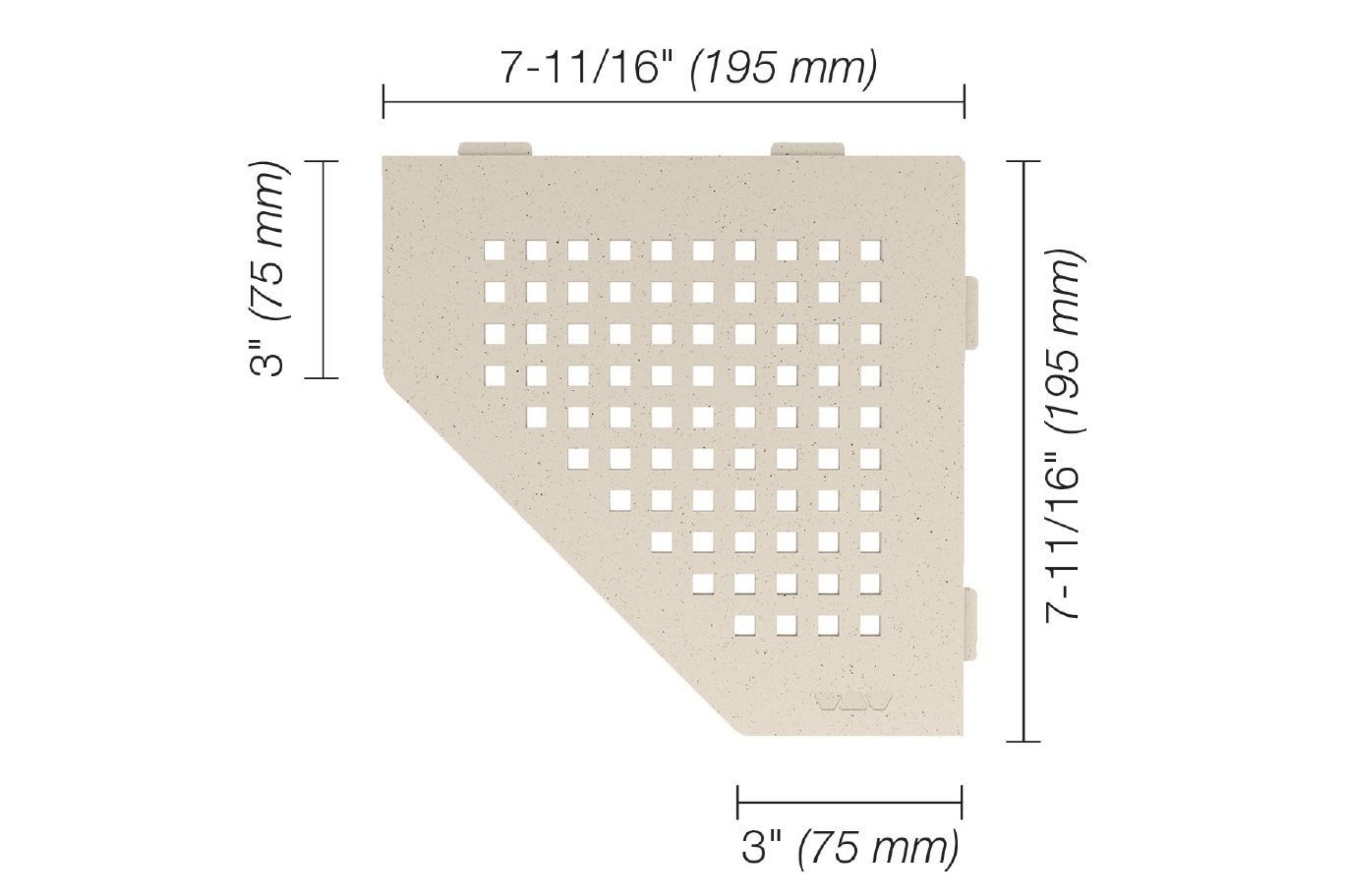 Schluter Shelf-E Pentagone Coin Square Ivoire SES2D3TSI