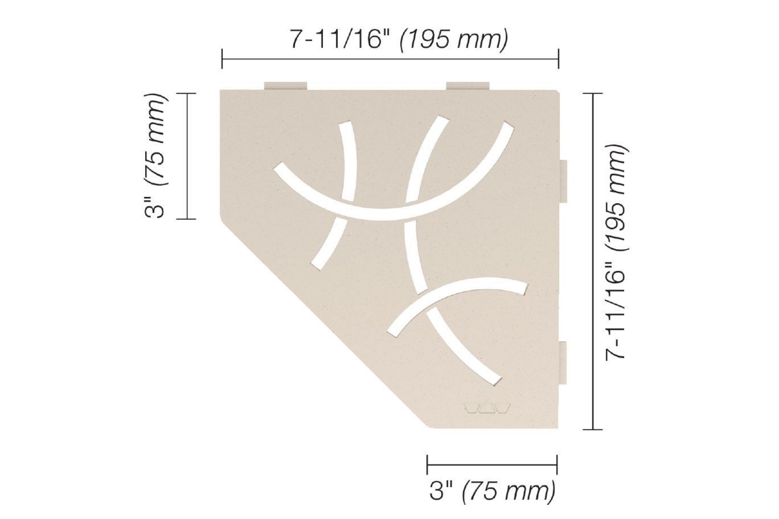 Schluter Shelf-E Pentagone Coin Curve Ivoire SES2D6TSI